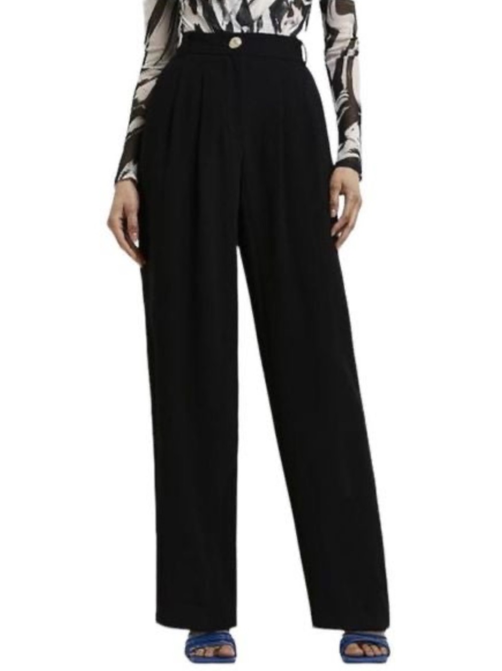 River Island Pleated Straight Trousers